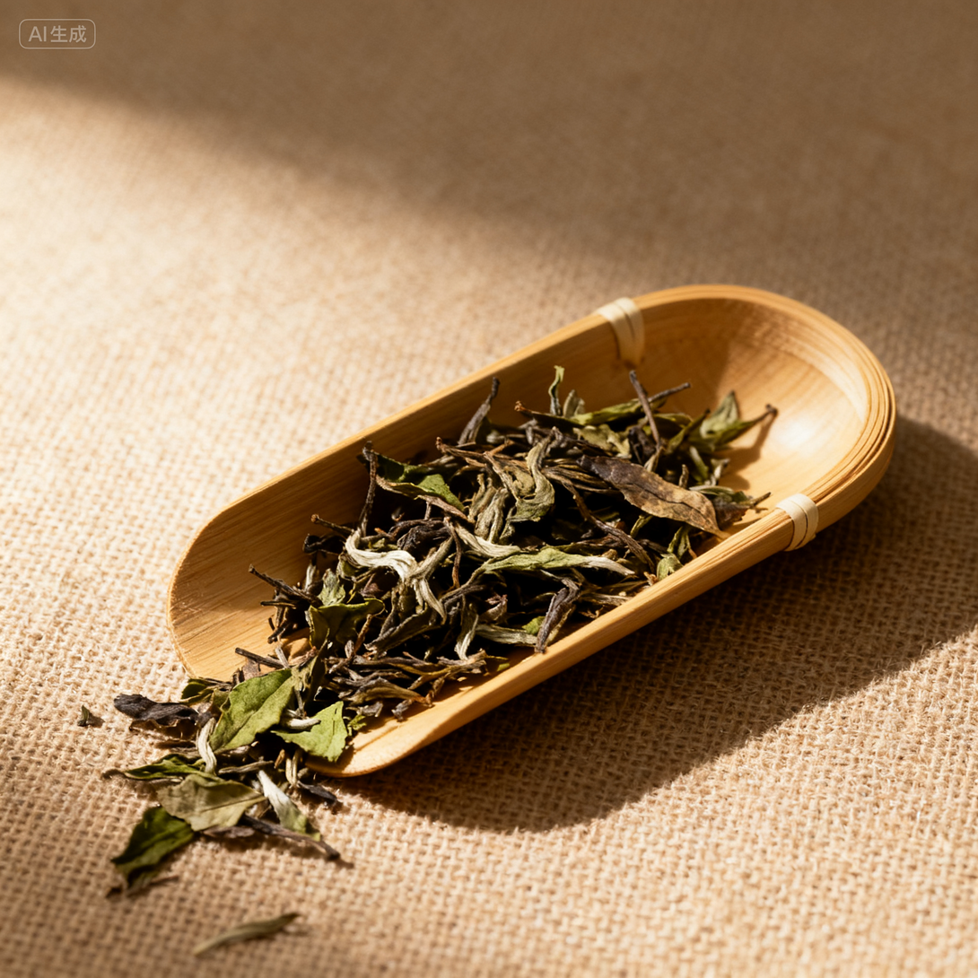 Brewed Lao Shoumei aged white tea golden amber liquor