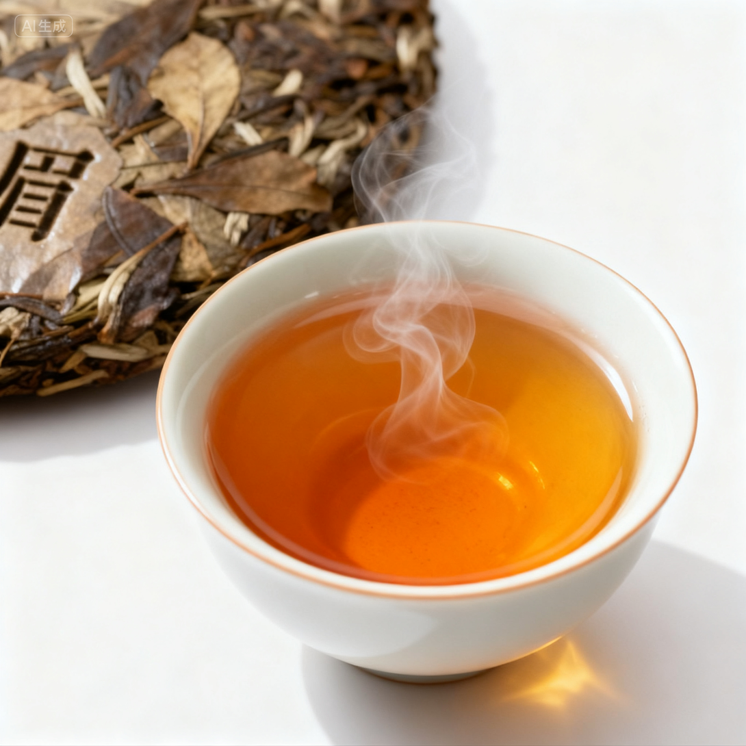 Close-up of 2011 aged Shou Mei white tea leaves