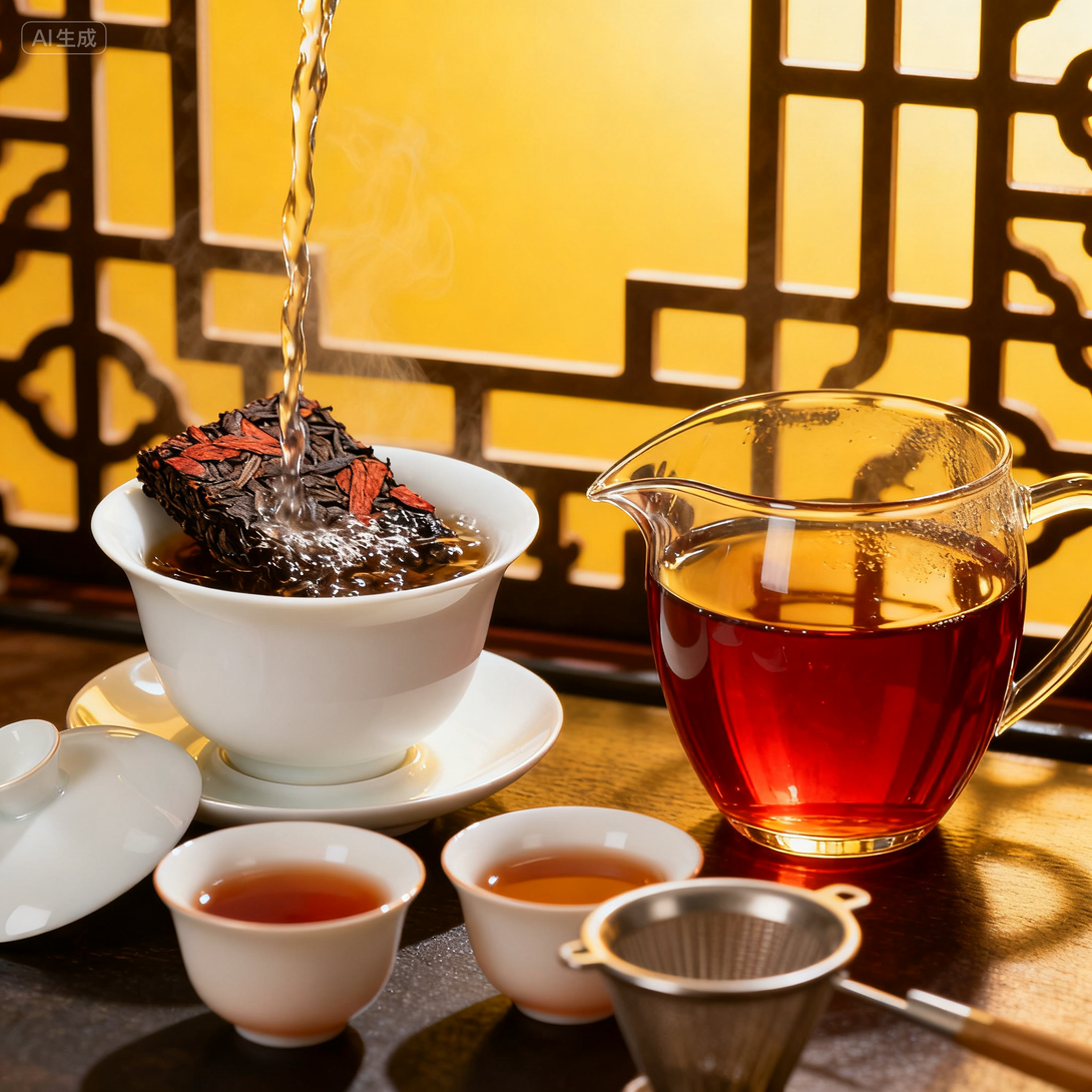 1998 Fu Hai Pu-erh Tea Brick Cooked Shou 1kg full brick view