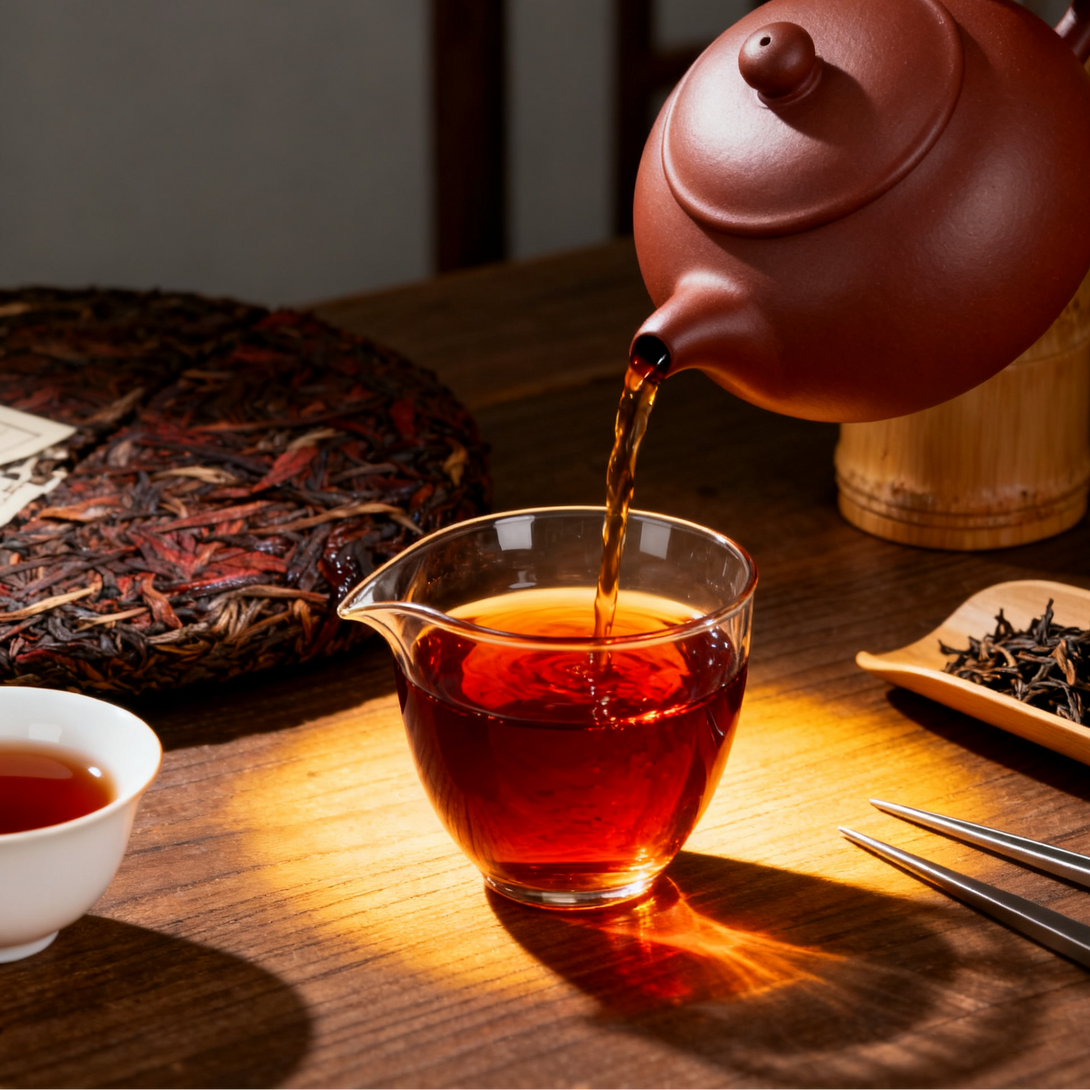 Brewed liquor of Chuan Jia Bao Beeng Cha Pu-erh Tea Cake
