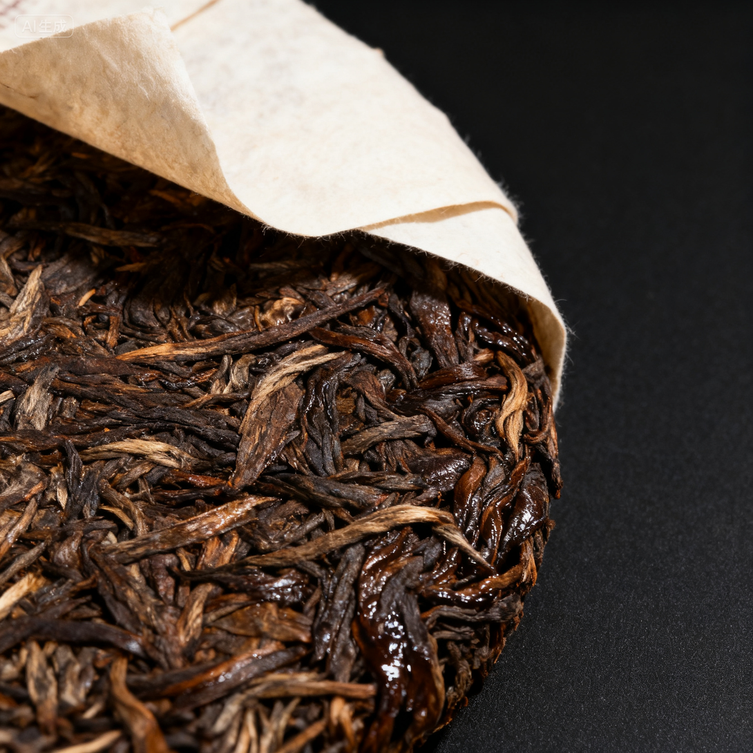 Close-up of 2012 shou Pu-erh tea leaves after brewing