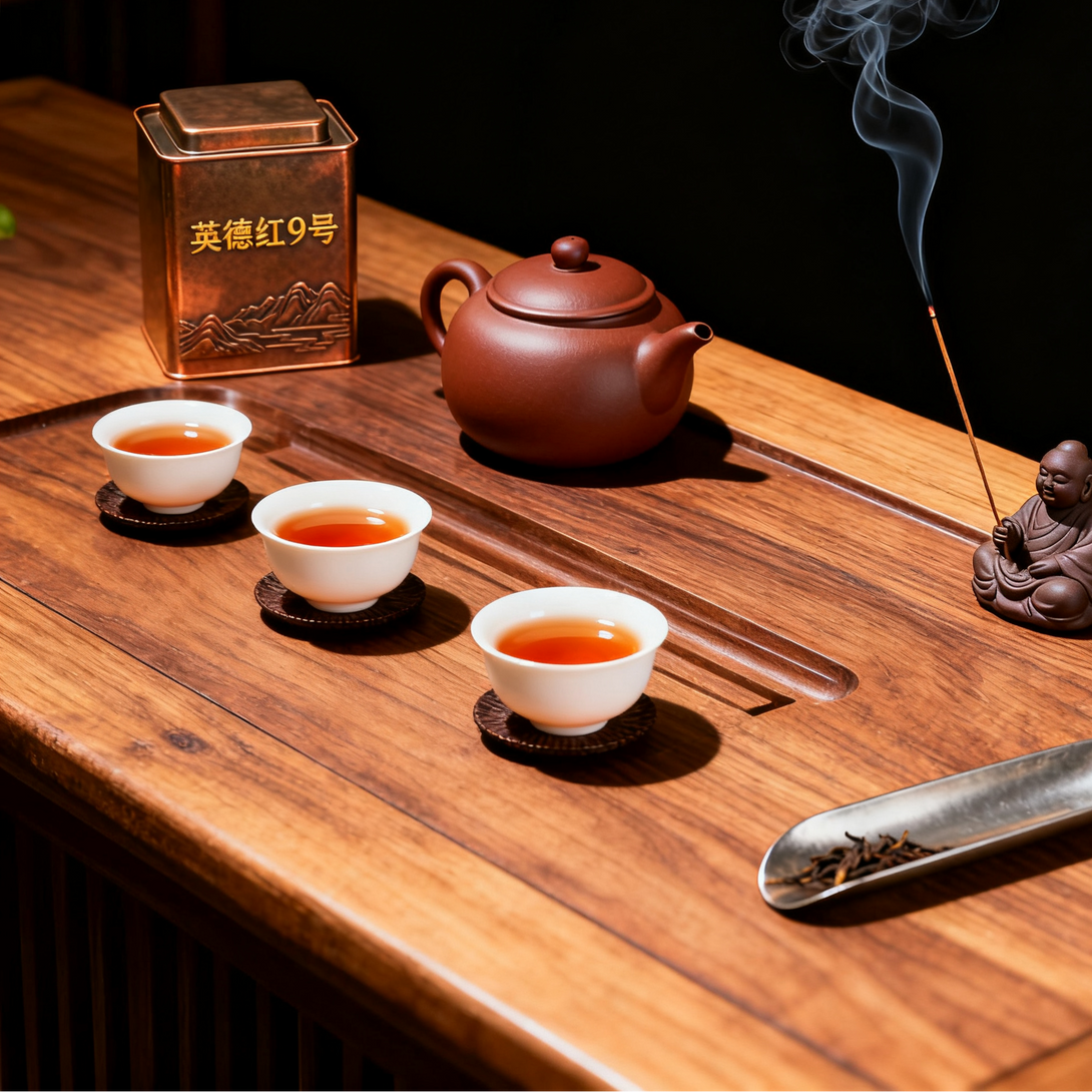 High quality Yingde Black Tea No. 9 tasting scene with Yixing teaware and elegant tea ceremony setup