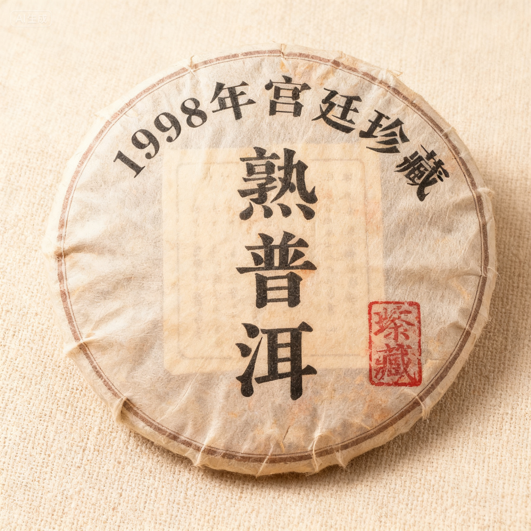 1998 aged ripe Pu-erh tea cake, premium Chinese fermented tea