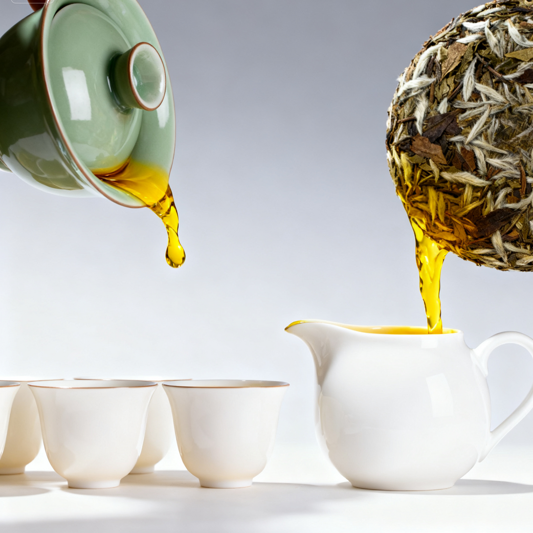 White Eyebrow Shoumei Fuding White Tea – Longevity Eyebrow 2002 vintage front view