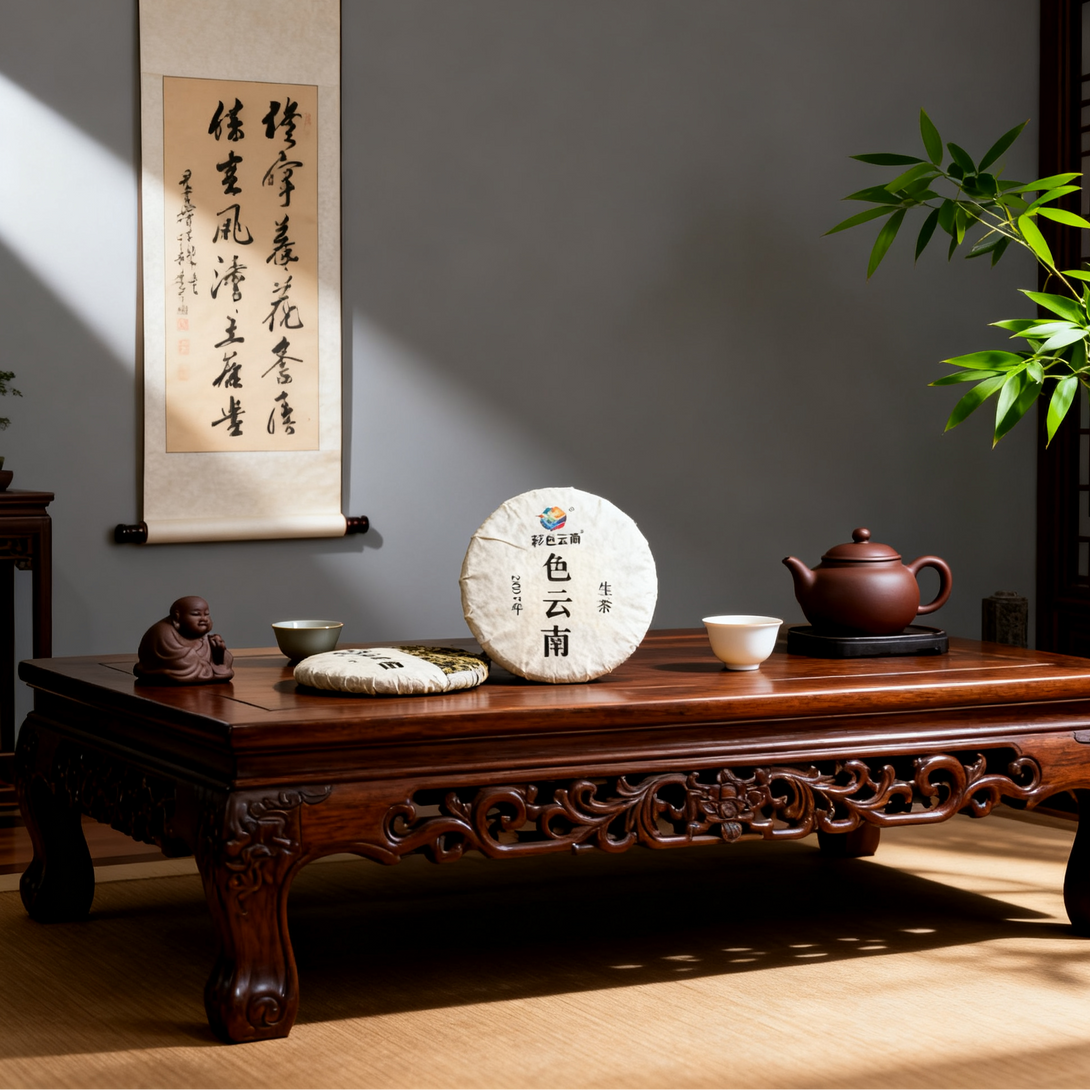 Vintage Yunnan raw Pu-erh tea leaves after infusion