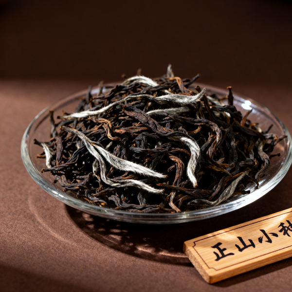 Close-up of loose leaf Traditional Lapsang Souchong Black Tea from Wuyi Mountains