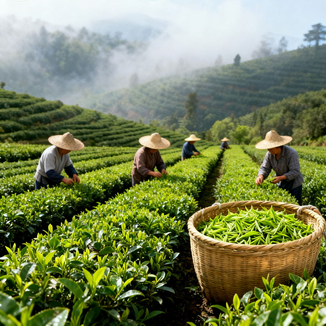 Premium Green Tea – Organic Hair Tip buds and leaves